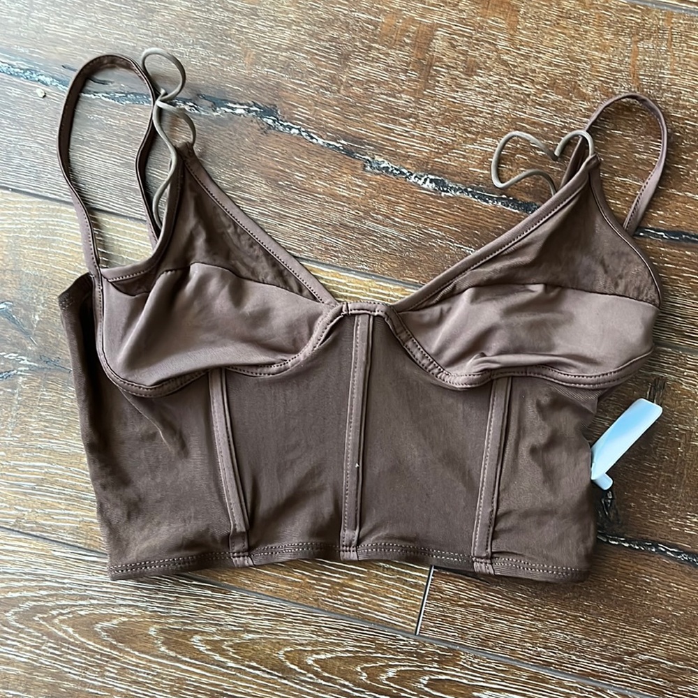 Brown corset style tank top crop